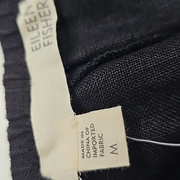 Eileen Fisher Black Linen Slim Ankle Pant, Side Zip, New, Size Medium - Picture 7 of 13